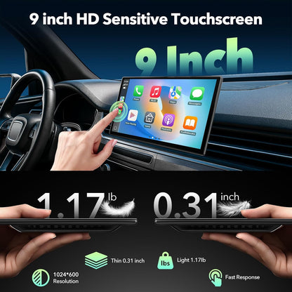 9 Inch Carplay Scherm – Android Auto Scherm – Auto Multimedia Speler – Touchscreen Navigatie – Backup Camera – Draadloos Wifi – Spraakbesturing Siri & Google Assistant