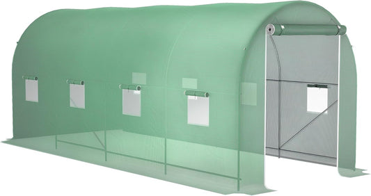 Outsunny film greenhouse tomato greenhouse grow greenhouse foil tunnel cold greenhouse with window green 500 x 200 x 210 cm - QUORE
