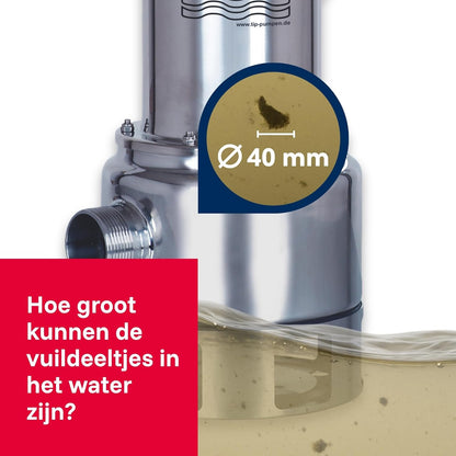 Vuilwaterpomp – Dompelpomp – Bouwpomp – Afwateringspomp – Pomp – 19.500 l/u Debiet – Roestvrijstalen Loopwiel