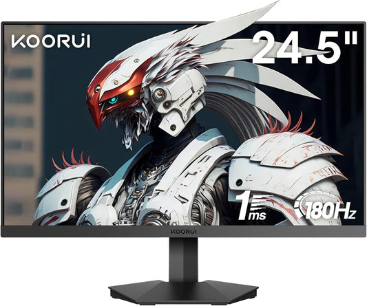 KOORUI 24.5 Inch FHD Gaming Monitor 180Hz, Computer Monitors Full HD (1920 x 1080), VA, 1ms, FreeSync & G-Sync Compatible, 2x HDMI & DisplayPort, sRGB 99%, VESA, Tilt Adjustable, Eye Care - QUORE