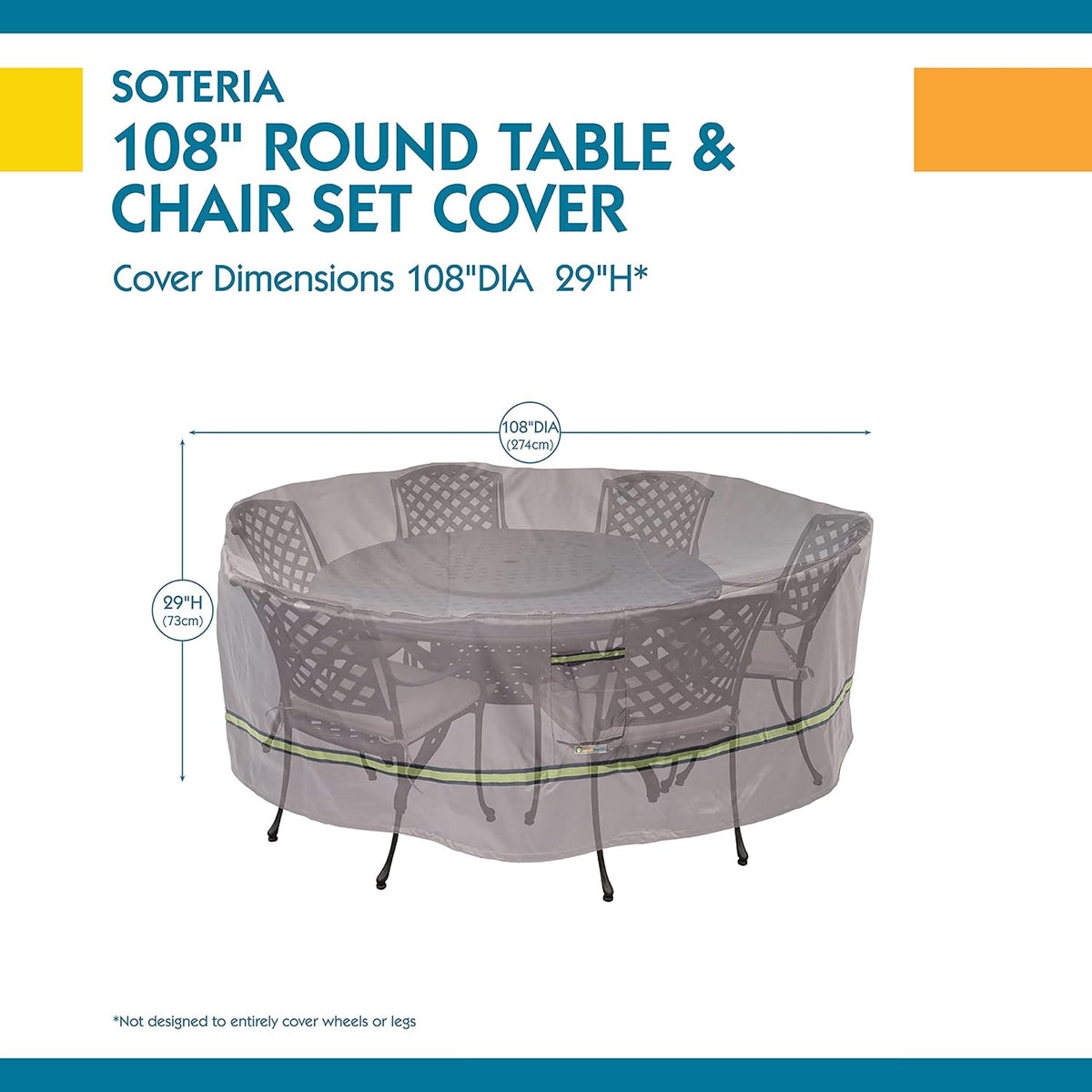 Duck Covers RTR07676 Soteria Patio Furniture Cover, 76" 108" Round