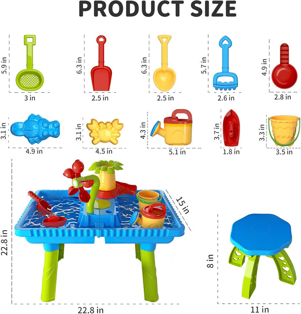 Watertafel - Watertafel Speelgoed - Waterspeeltafel - Zandmachine - Activiteitentafel - met 27 stuks - Accessoires - Volledig Spel - Zomerspeelgoed - voor Kinderen - Buiten - Blauw