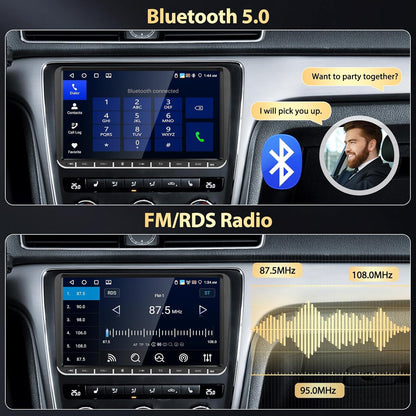 Autoradio – Android Autoradio – 2-DIN Radio – Multimedia Stereo – Touchscreen Radio – 9" HD Scherm – Draadloze CarPlay & Android Auto – Android 15.0 met 4G + 64GB geheugen