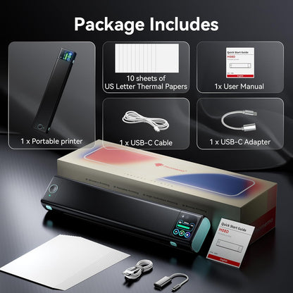Phomemo M08D Touch Screen Portable Thermal Printer A4 Bluetooth Wireless Compatible with iOS Android Printer Without Ink for Travel Business - QUORE