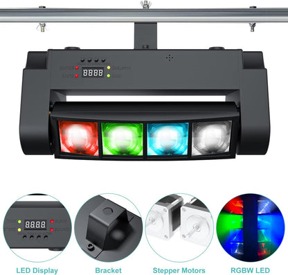 BETOPPER DMX512 Mobile Headlights Disco Lights Stage Lights Mini Spider Party Light RGBW DMX512 High Energy Activation Halloween Party Club Bar Home Pack of 2