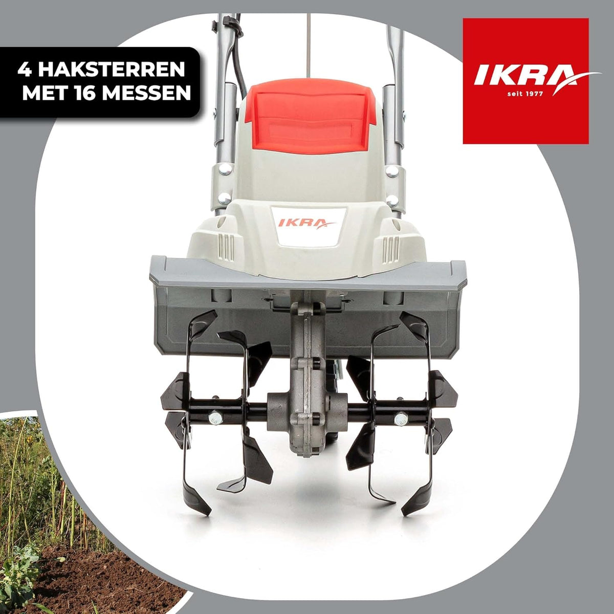 IKRA Elektrische Grondfrees Cultivator IEM 800S, werkbreedte 30 cm, werkdiepte 20 cm, grijs/rood/zwart