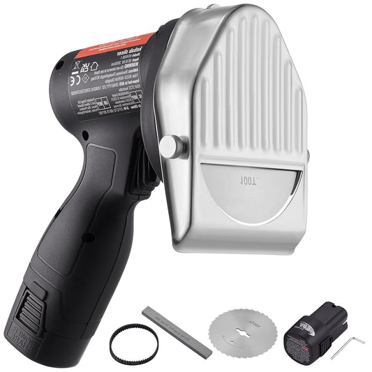 Elektrisch Kebabmes – Dönermes – Shoarmames – Gyrosmes – Vleessnijder – Draadloos – 80W Vermogen – RVS Messen 100mm – Instelbare Snijdikte 0-8mm