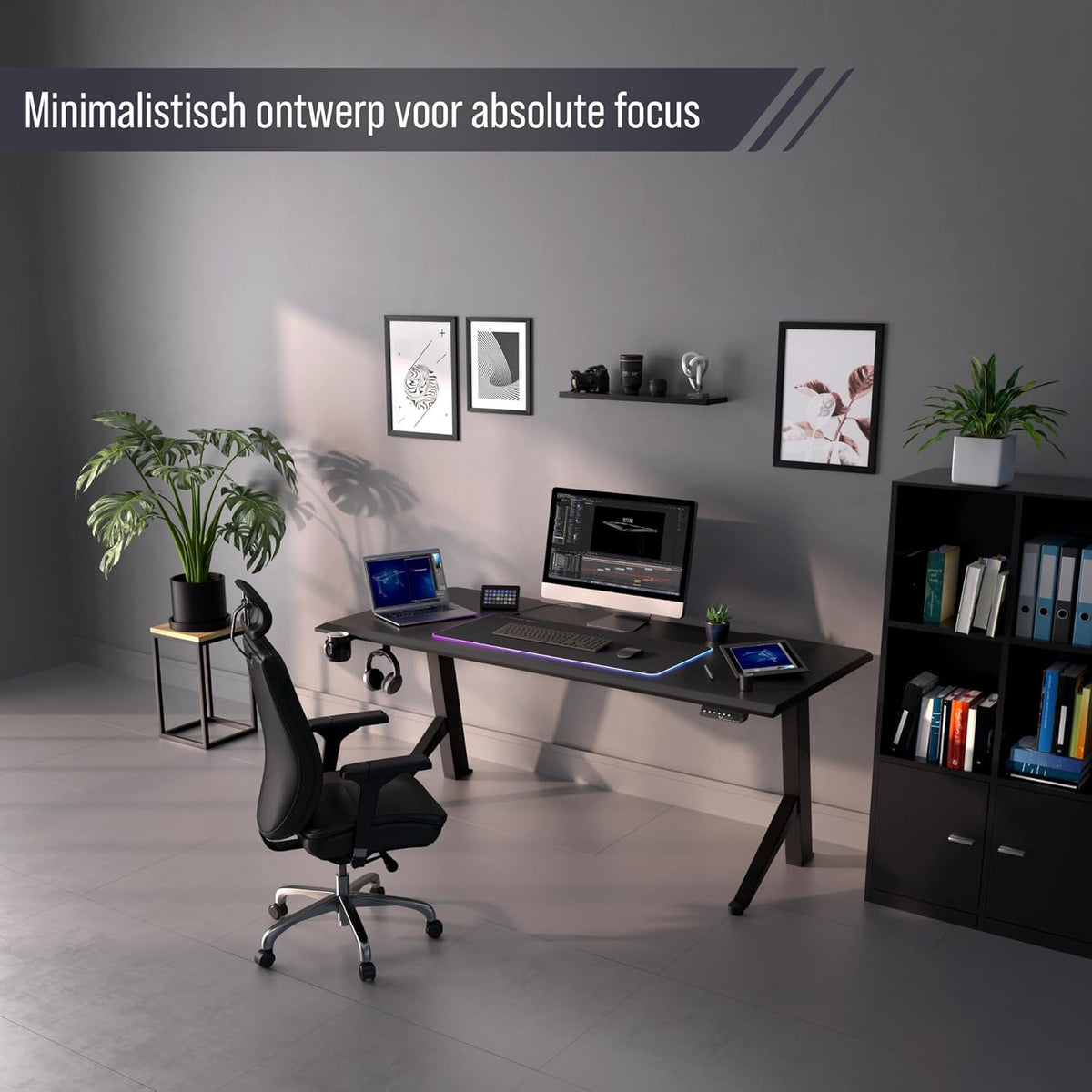 Ultimate Setup® Tafelblad 160x80, Bureaublad, Gaming Bureau, Kantoortafel, Gaming Desk, Standing Desk, Massief MDF-blad (Zwart, 160x80x2,5 cm)