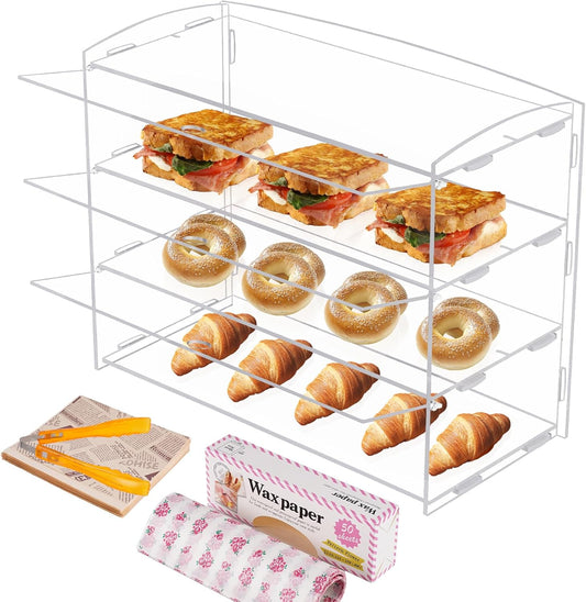 BAOSHISHAN Bakkerij, acrylvitrine, 49 x 24 x 40 cm, 3 lagen, voor bakkerij, cake, gebak, sandwiches, display