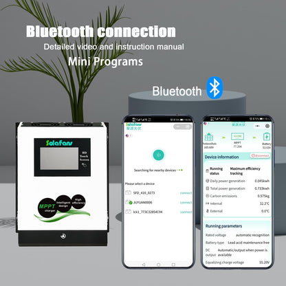 80A 90A MPPT Controller 4.3 inch HD Touchscreen PV DC150V 12V/24V/36V Dode Batterij Reactivatie Meertalig met Bluetooth (48V 80A RS485)