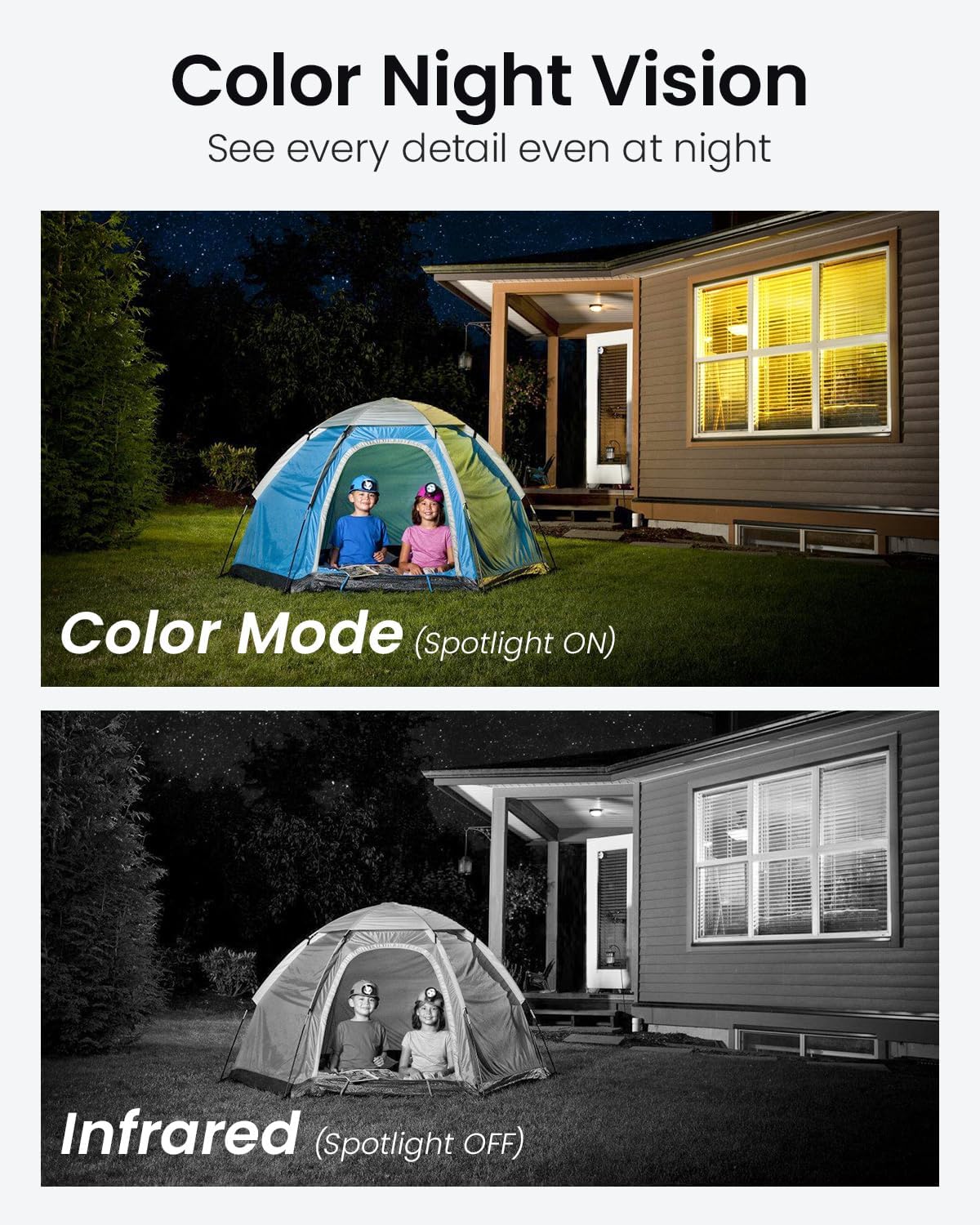 DEKCO 2K bewakingscamera wifi voor buiten, 360° PTZ bewakingscamera, bewegingsdetectie, nachtzicht in kleur, onmiddellijke waarschuwing, bidirectionele audio, waterdicht IP66, 2 stuks
