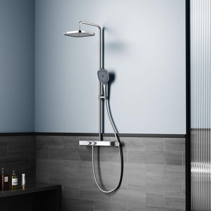 Douche Systeem – Douche Set – Regendouche – Handdouche – Thermostaatkraan – Eenvoudige Eén-Knop Bediening – Grote 26x26 cm Regendouche