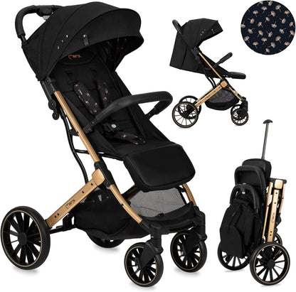 MoMi ESTELLE DAKAR kinderwagen vanaf 6 maanden (tot 22 kg), inklapbare buggy met 5-punts veiligheidsgordel, boodschappenmand en ligfunctie, telescopische stang om te trekken, staat na het opvouwen Ginko