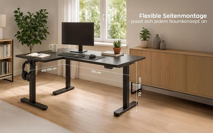 MARK ADLER Xeno 7.6 Electric Desk Frame Double Motor Height Adjustable Ergonomic Corner Desk Max Capacity 80 kg Memory Function Robust Frame Sitting Bar Table Black - QUORE