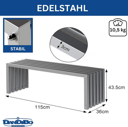DanDiBo Garden Bench Weatherproof Metal Stainless Steel Solid 115 cm Bench Outdoor Garden 96607 Park Bench - QUORE