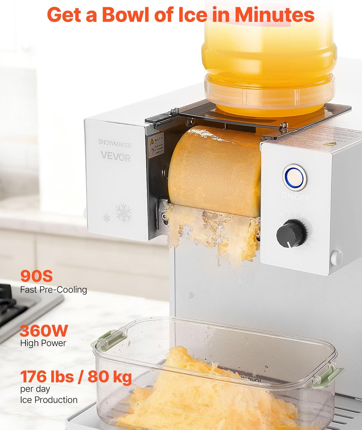 Sneeuwvlok-Ijsmachine – Ijsmachine, Ijsscheerapparaat, Bingsu Machine, Sneeuwijsmachine – 80 kg/dag – 90 sec snelkoeling