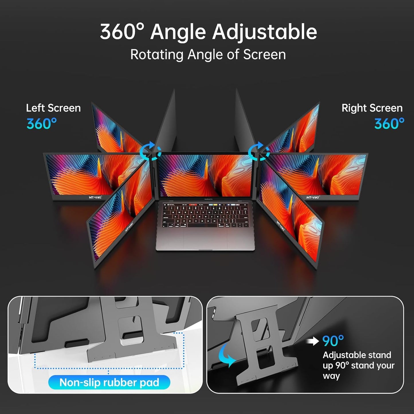 15,6 inch Laptop Schermverlenger – Draagbaar Extern Scherm – Monitor Extender – Portable Display – Tweede Scherm – FHD 1080P IPS Scherm – 360° Rotatie & Ultradun Aluminium Design