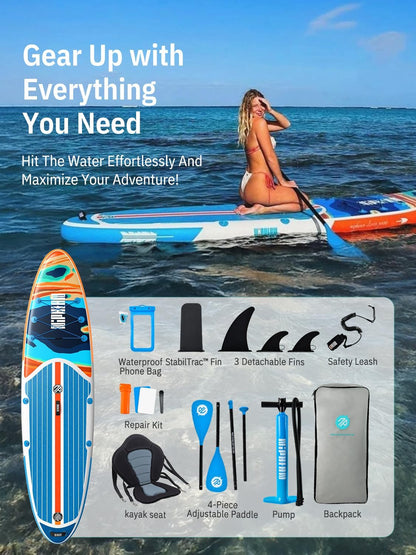 Niphean Opblaasbaar paddleboard voor volwassenen met alle accessoires, 320 cm stand-up paddleboard voor alle vaardigheidsniveaus, SUP met 200 kg gewichtscapaciteit voor 2 personen, opblaasbaar