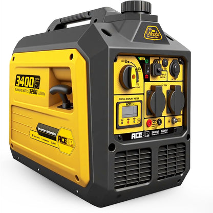 Aceup Energy 3400 W inverter-stroomgenerator, benzine, stroomgenerator, noodstroomaggregaat, 4-takt motor voor camping