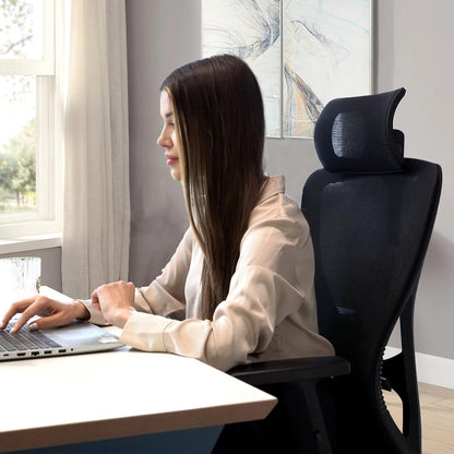 Bureaustoel – Ergonomische Stoel – Draaistoel – Office Chair – Computerstoel – Ademend Mesh – Verstelbare Lenden- en Hoofdsteun