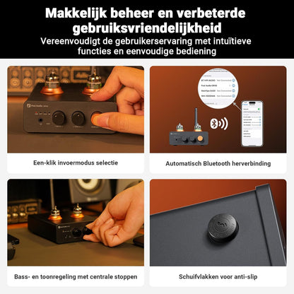Fosi Audio GR40 Buizen Voorversterker met DAC, Hoofdtelefoonversterker 3,5 mm voor Actieve Luidsprekers/Koptelefoons, Digitaal naar Analoog Audioconverter voorversterker met Bluetooth en USB/OPT/COAX
