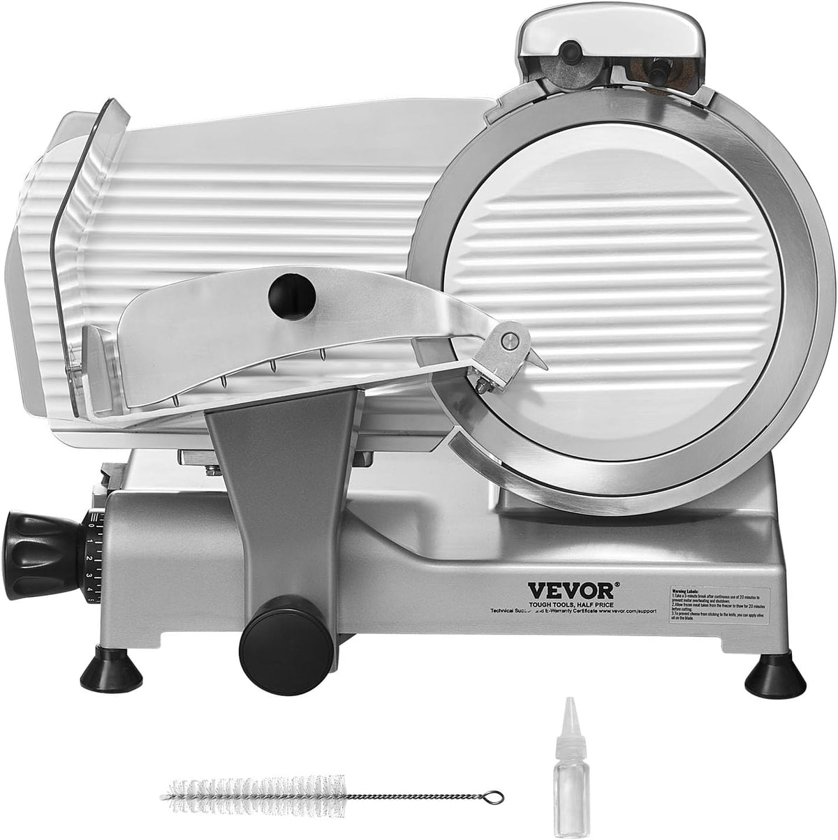 VEVOR Commerciële vleessnijder, 340 W, elektrische snijmachine, voedselsnijder met 25,4 cm koolstofstalen lemmet, 0-15 mm instelbare dikte voor vlees, kaas, groenten enz.