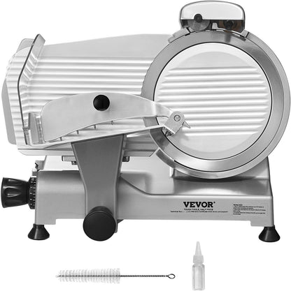VEVOR Commerciële vleessnijder, 340 W, elektrische snijmachine, voedselsnijder met 25,4 cm koolstofstalen lemmet, 0-15 mm instelbare dikte voor vlees, kaas, groenten enz.