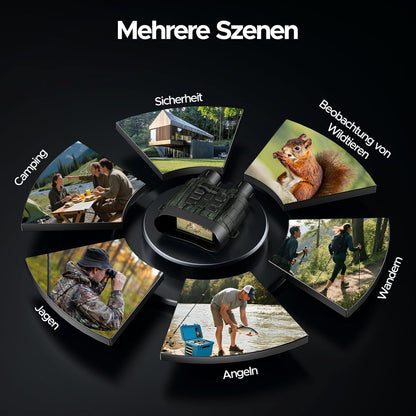 Nachtzichtapparaat, 4K 112MP infrarood verrekijker, nachtzichtapparaat, jacht, 12 x digitale zoom, bereik 450 m, 5000 mAh oplaadbaar, 64 GB TF-kaart voor jacht, veiligheid, camping