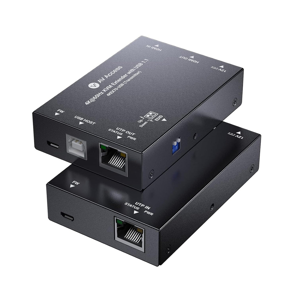 AV Access 4K HDMI & USB KVM Extender Over Cat6/6A/7 Upto 230ft, HDR10, HDCP 2.3, USB 1.1, Bi-Directional PoC, EDID Switch, Ultra-Slim Transmitter/Receiver for Retail & Control Systems (4KEX70-USB)
