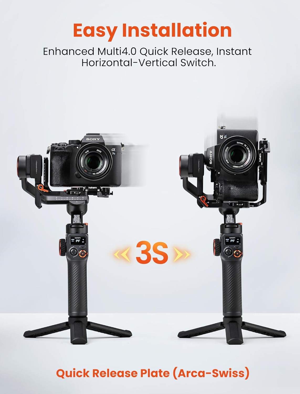 hohem iSteady MT2 3-assige gimbalstabilisator voor spiegelloze/zak/actiecamera en smartphone, OLED-display, 1,2 kg max. laadvermogen