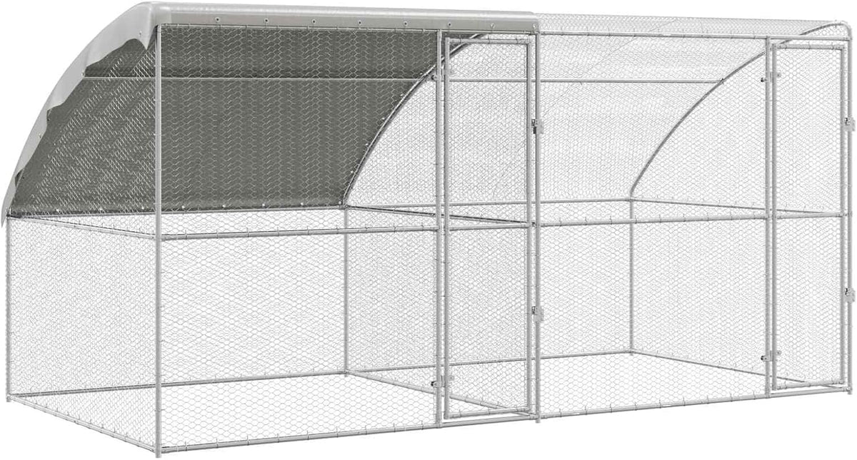 vidaXL Chicken Coop Silver 400 x 200 x 198.5 cm Galvanized steel,