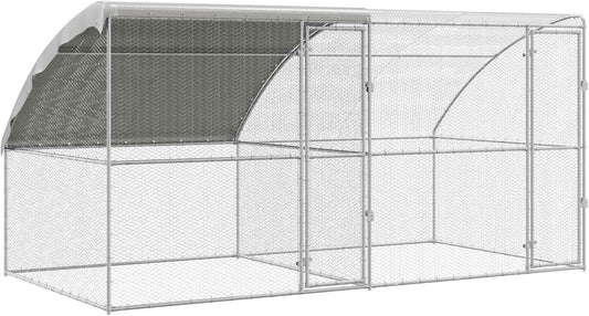 vidaXL Chicken Coop Silver 400 x 200 x 198.5 cm Galvanized steel,
