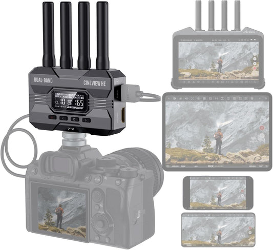 Accsoon - CineView HE - Zender - HDMI - 1080p 23.98/24/25/29.97/30/50/59.94/60fps - Latentie <0.06s - Transmissiebereik 365,8 m