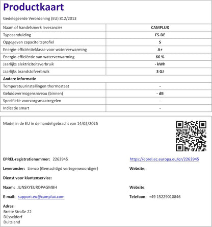 CAMPLUX First Gasdoorstroomboiler, 5 liter, met handgreep, LPG, 50 mbar, voor camperuitstapjes, campingdouche, F5-DE