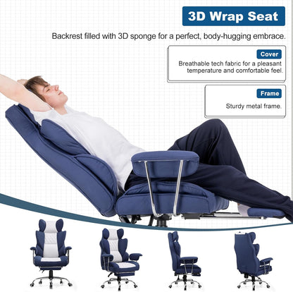 GTPLAYER Ergonomic Gaming Chair, Adjustable Gaming Chair, Office Chair with Footrest, Adjustable Backrest, for Work and Game, Technical Fabric, Dark Blue - QUORE