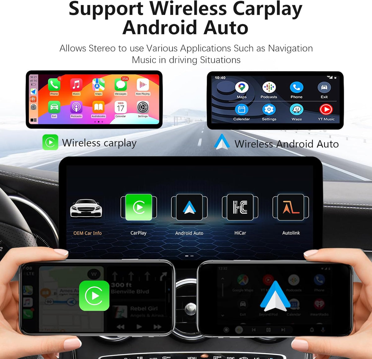 Multimedia Speler – Auto Radio – Navigatiesysteem – Touchscreen Display – Bluetooth Module – 12,3 Inch Ultradun – CarPlay & Android Auto Ondersteuning