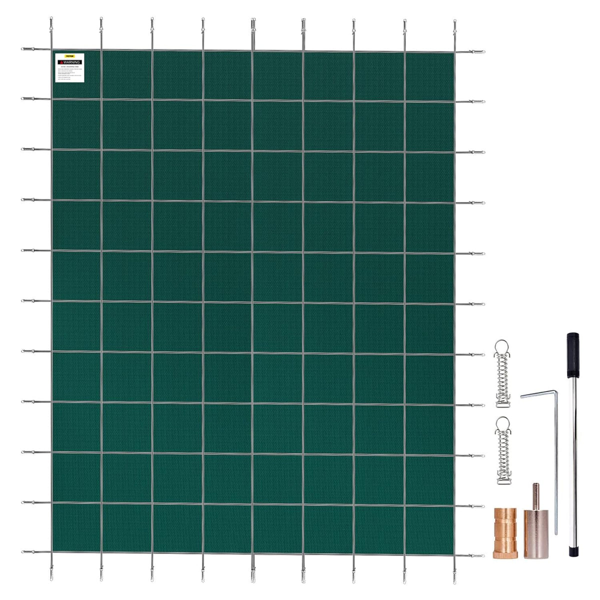 VEVOR Veiligheidsafdekking voor ingegraven zwembaden, 4,9 x 9 m, groen net, veiligheidsdeken, afmetingen 5,5 x 9,8 m, met installatiegereedschap voor winterzwembad, bestand tegen zon, wind