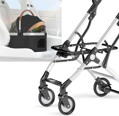 Fudajo hondenwagen 2-in-1 hondenbuggy inklapbaar zwart huisdierwagen honden met mand en plank