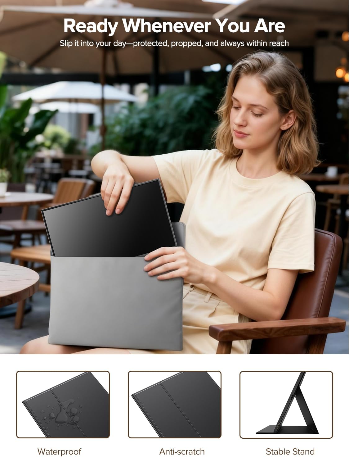 UPERFECT Portable Monitor Touch Screen, 14 Inch 1080P FHD Portable Monitor with USB-C Mini HDMI for Laptop/PC/Phone/Business/Work/Gaming, VESA-Mountable - QUORE