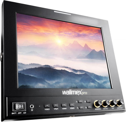 Walimex pro LCD Monitor Director II 9,7' professioneel videoscherm 24,6 cm met 1920 x 1080 pixels, Full HD, 8x zoom, HDMI-uitgang - voor video-DSLR-camera