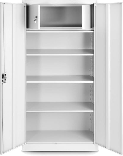 Jan Nowak by Domator24 C001D File Cabinet with Secret Compartment, Metal Cabinet, Office Cabinet, Sheet Steel, Powder Coated, 185 cm x 90 cm x 45 cm (White) - QUORE
