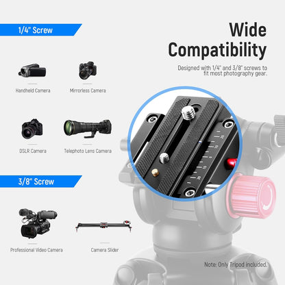 NEEWER 79"/200cm Video Statief, Heavy Duty Aluminium Camera Statief Stand met 360° Fluid Drag Head, QR Plaat Compatibel met Canon Nikon Sony en andere DSLR Camera Camcorder, Belasting tot 17,6lb/8kg