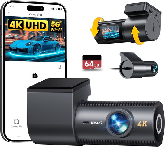 Dashcam Voor En Achter – Autocamera – Dashboardcamera – Auto Camera – Dubbele Lens Dashcam – 4K Frontcamera + 1080P Achtercamera – 5 GHz Wifi En App-Bediening