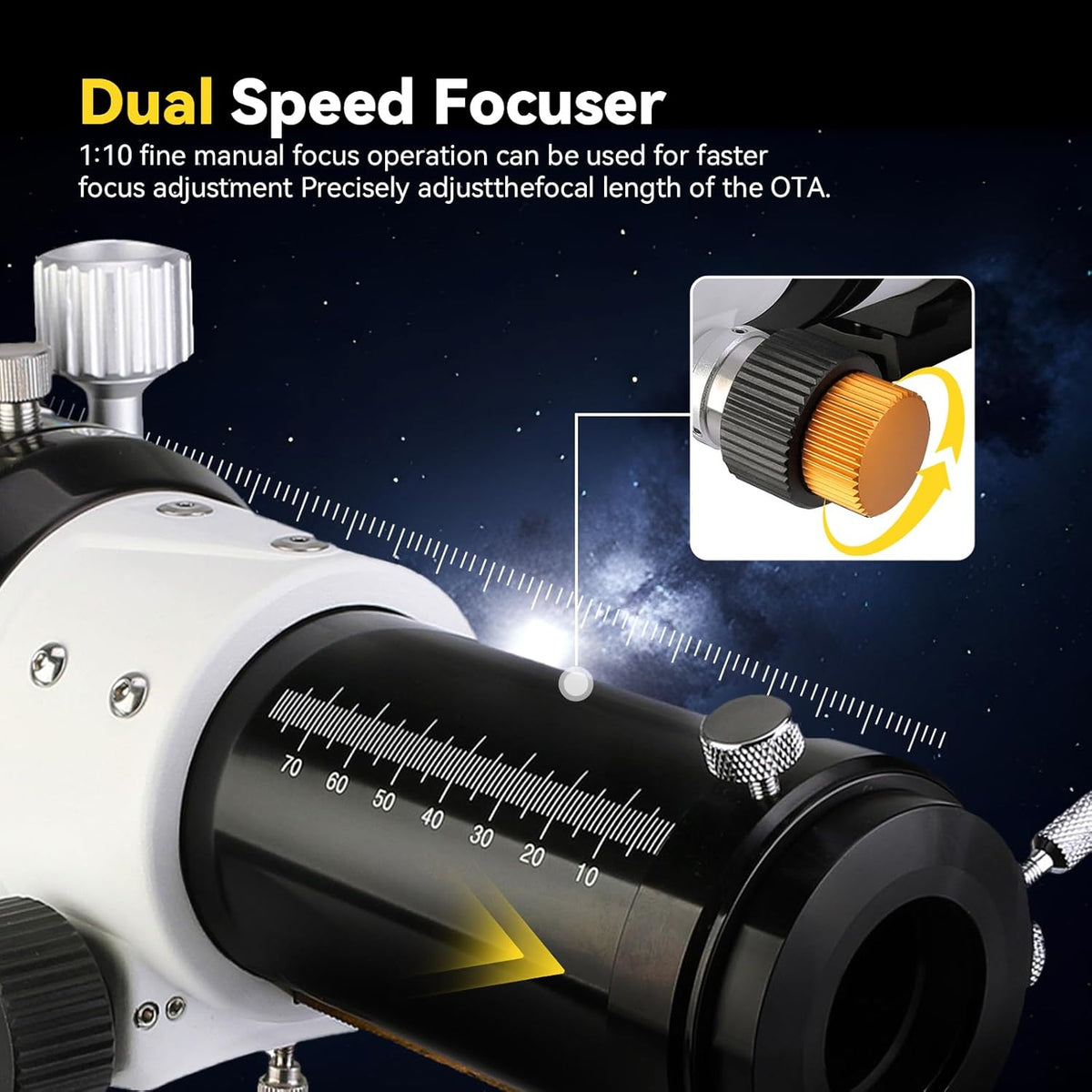 Svbony SV503 Telescope Refractor OTA, 80F7 Double ED Optical Tube Constructions Ultra Low Spread, with Dual Speed Focuser for Deep Sky Astrophotography Visual Astronomy - QUORE