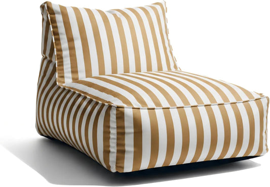 Gutekissen Zitzak voor volwassenen XXL, outdoor zitkussen, weerbestendig, in gestreept design, comfortabele loungestoel voor terras, balkon, tuin en patio, uv-bestendig, 72 x 102 x 65 cm (beige)