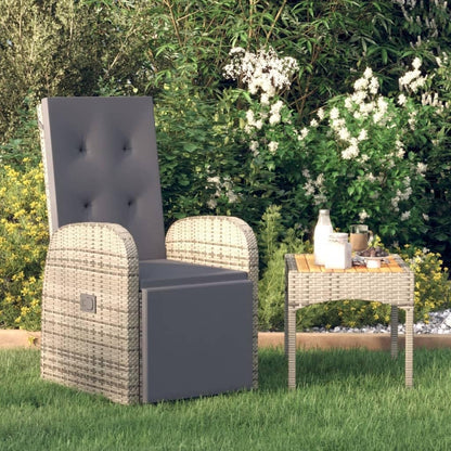 Tuinstoel – Tuinstoel – Lounge Stoel – Balkonstoel – Relaxstoel – Verstelbaar – Weerbestendig PE Rattan met Kussen – Staal Frame Donkergrijs