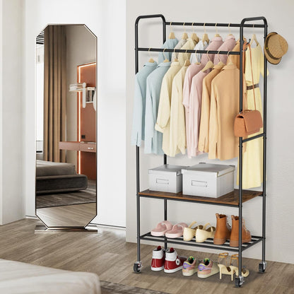 Klerenrek – Kledingrek – Ophangrek – Garderoberek – Stojan – Wit Design – Dubbele Ophangstangen
