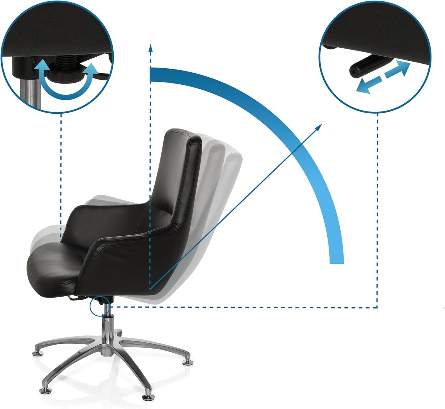 HJH Office Lounge/Recliner Chair, Shake 300 faux leather black