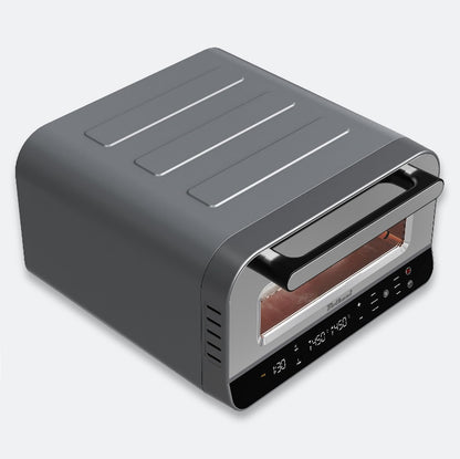 Elektrische pizzaoven met pizzasteen en pizzaschep – 450 °C voor knapperige steenovenpizza in 2 minuten – 1700 W, timer, binnenverlichting en kijkvenster – professionele pizzamaker. (GRIJS)