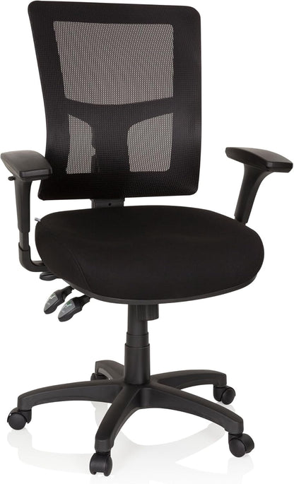 hjh OFFICE 760006 bureaustoel Impact PRO netstof zwart draaistoel met verstelbare rugleuning